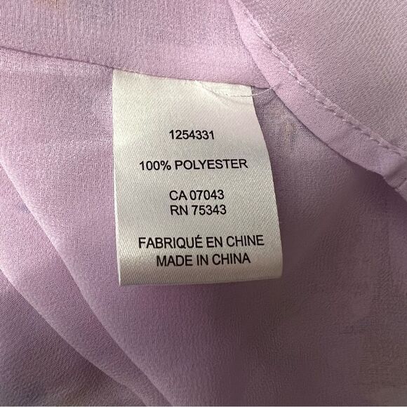 Rachel Zoe Purple Floral Ruffle High Neck Dot Textured Blouse size M - Picture 7 of 7